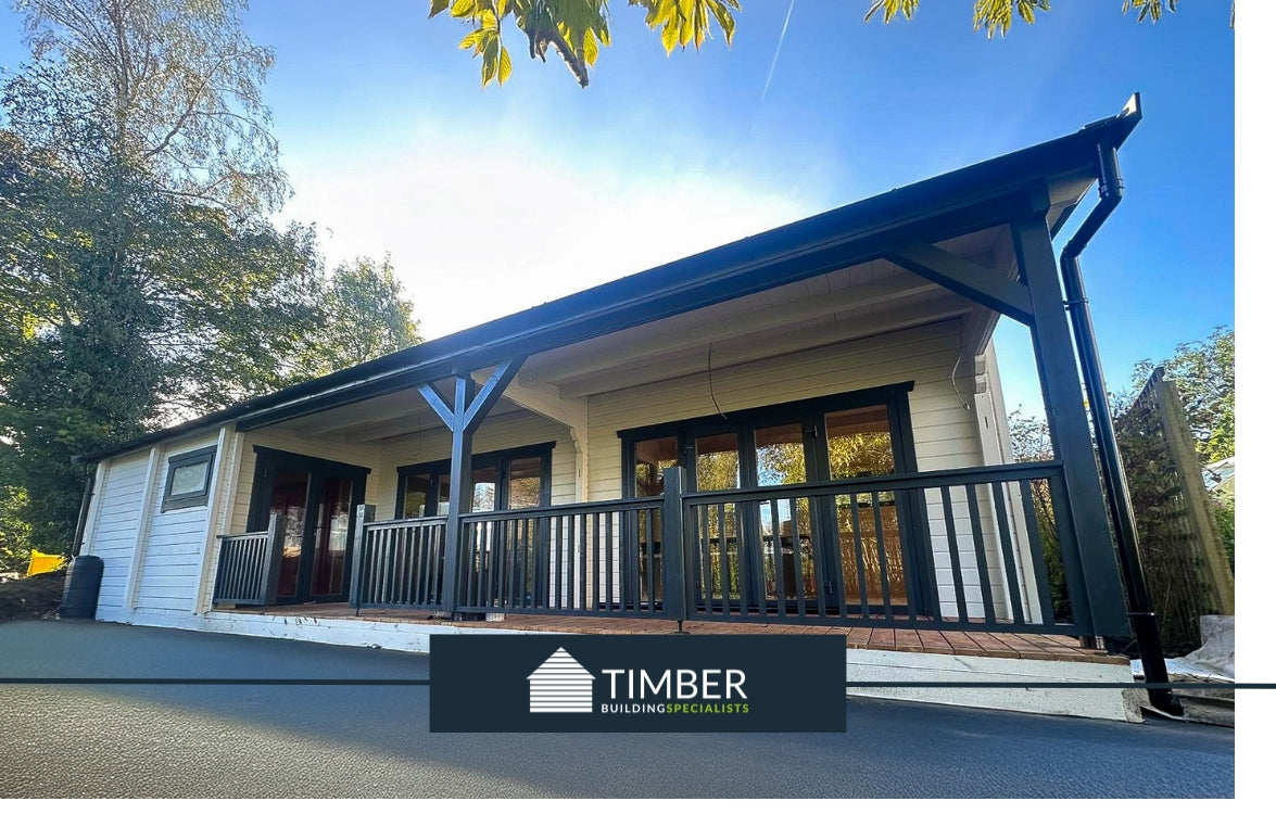 Bespoke Garden Leisure Building for a Swim Spa, Office, and Hot Tub - Timber Building Specialists - Log Cabins