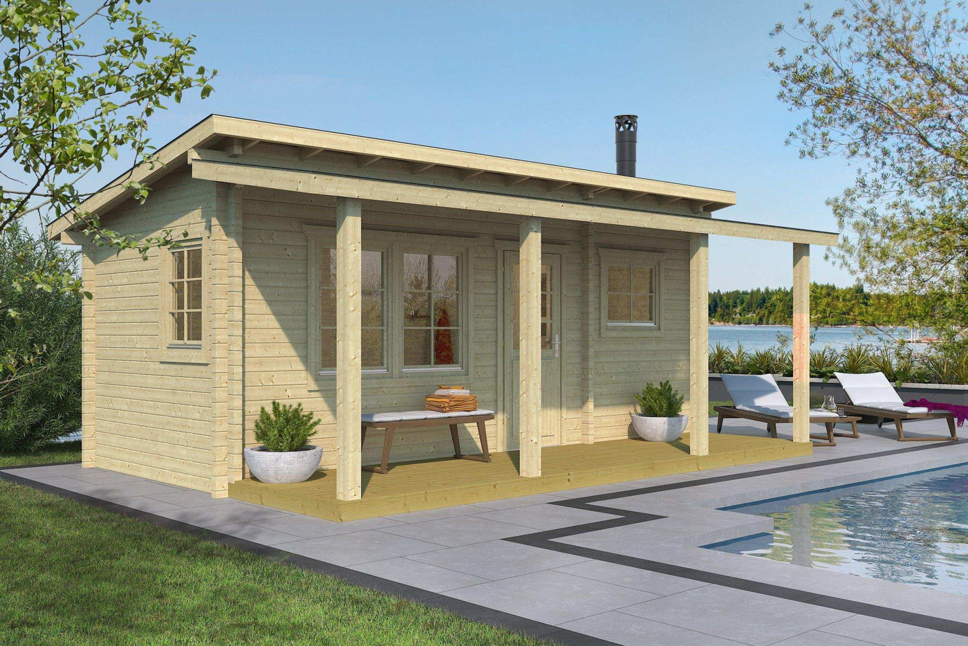 MODERNI PIHASAUNA 26 Sauna Log Cabin | 6.2x2.8m