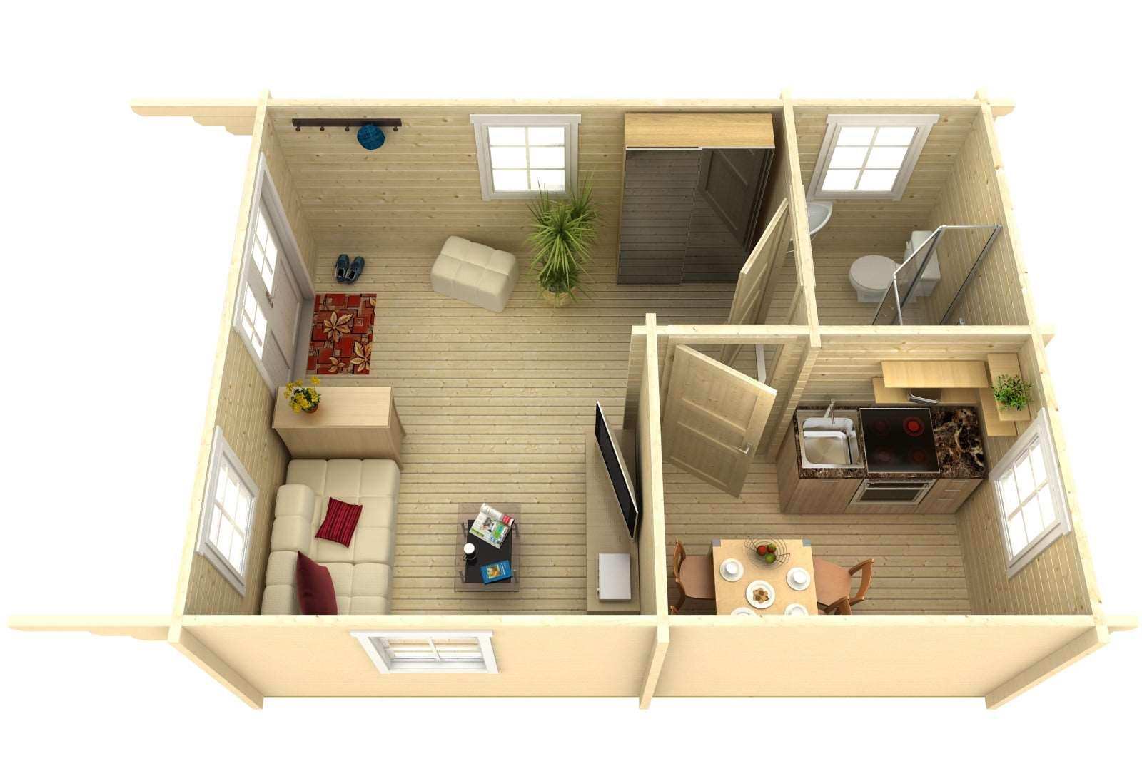 GOTLAND D Log Cabin | 4.4x6.0m - Log Cabin - Timber Building Specialists