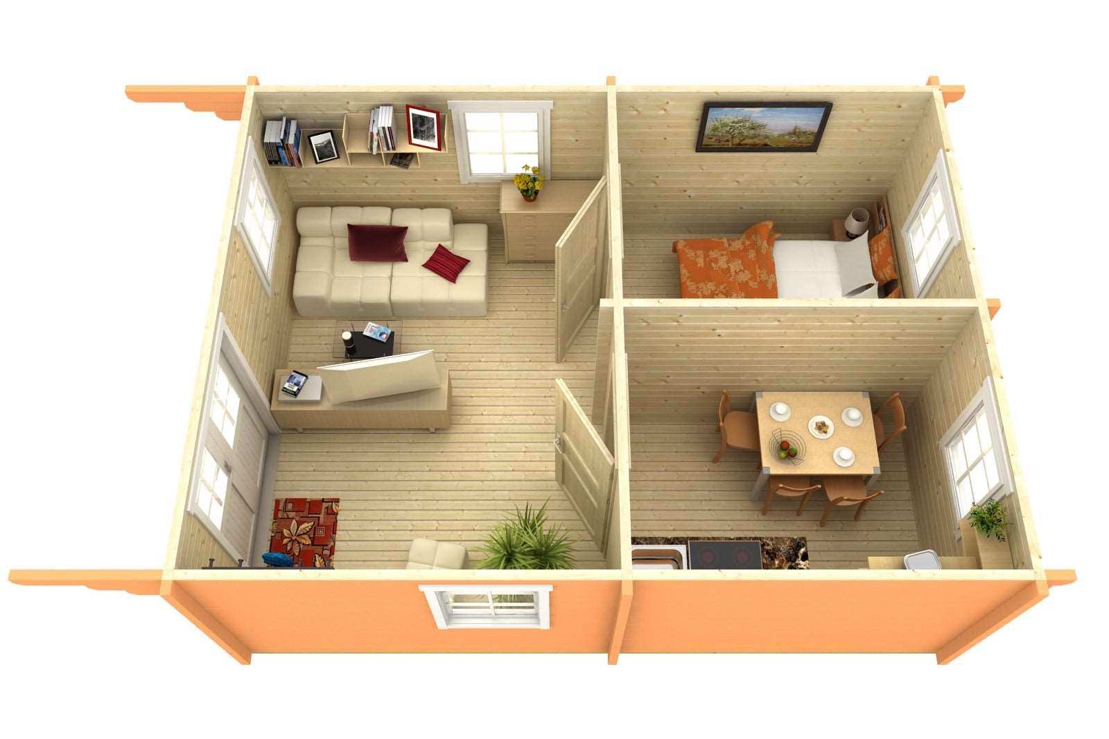 GOTLAND E Log Cabin | 4.4x6.0m - Log Cabin - Timber Building Specialists