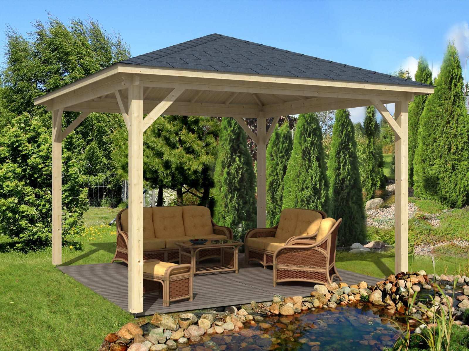 LANZAROTE Log Cabin Gazebo | 4.0x4.0m - Log Cabin - Timber Building Specialists