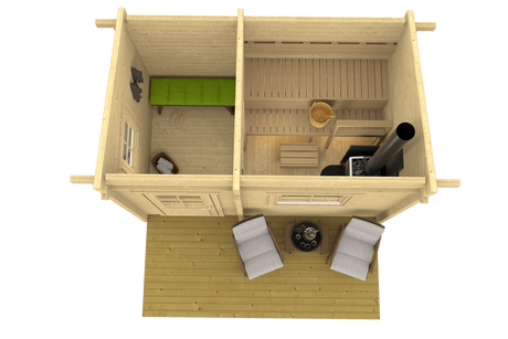 MODERNI PIHASAUNA 12 3.8x2.4m Sauna Log Cabin Plan