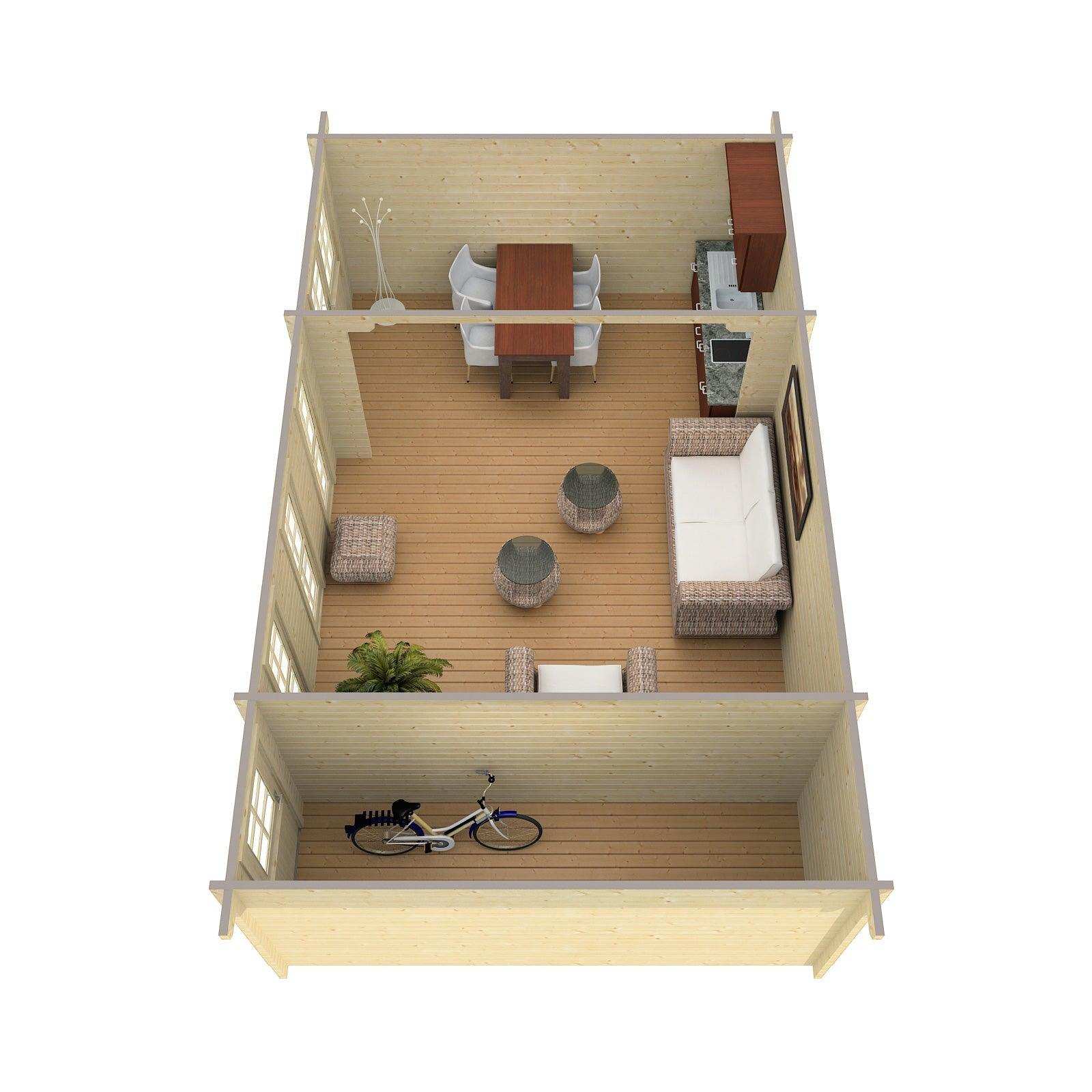 LEON A Log Cabin | 7.3x3.0m - Log Cabin - Timber Building Specialists