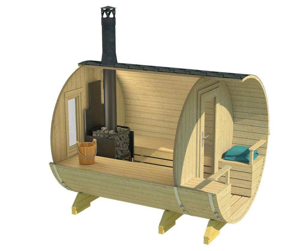 KERAVA Barrel Sauna | 2.1x2.7m - Sauna Log Cabin - Timber Building Specialists