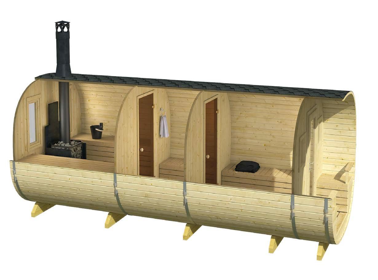 RUKA Barrel Sauna | 2.4x5.7m - Sauna Log Cabin - Timber Building Specialists