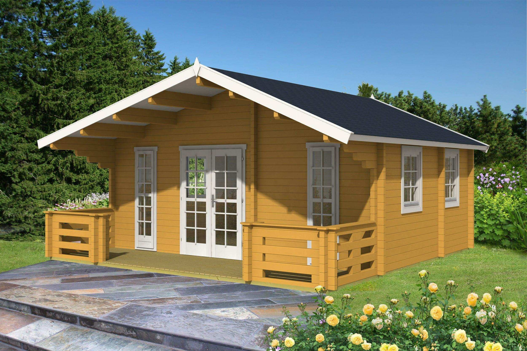 MONVISO Log Cabin | 6.0x4.5m - Lodge Log Cabin - Timber Building Specialists