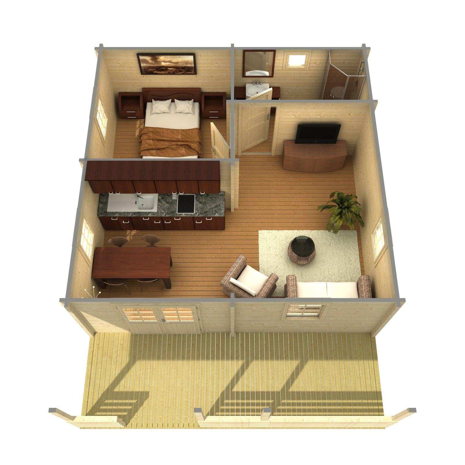 PETRA Log Cabin | 6.2x6.2m - Lodge Log Cabin - Timber Building Specialists