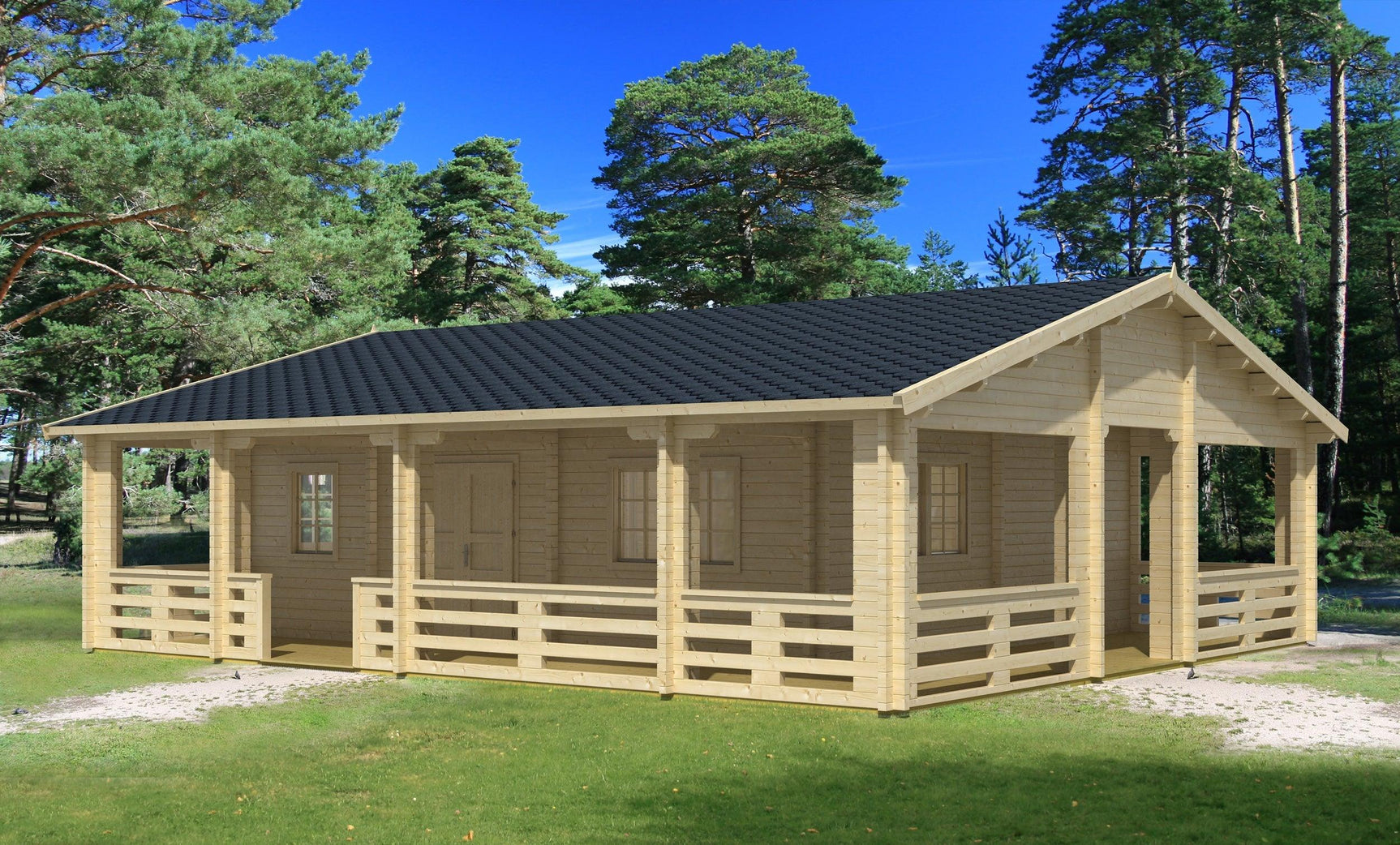 RIOPAS Log Cabin | 10.0x8.9m - Lodge Log Cabin - Timber Building Specialists