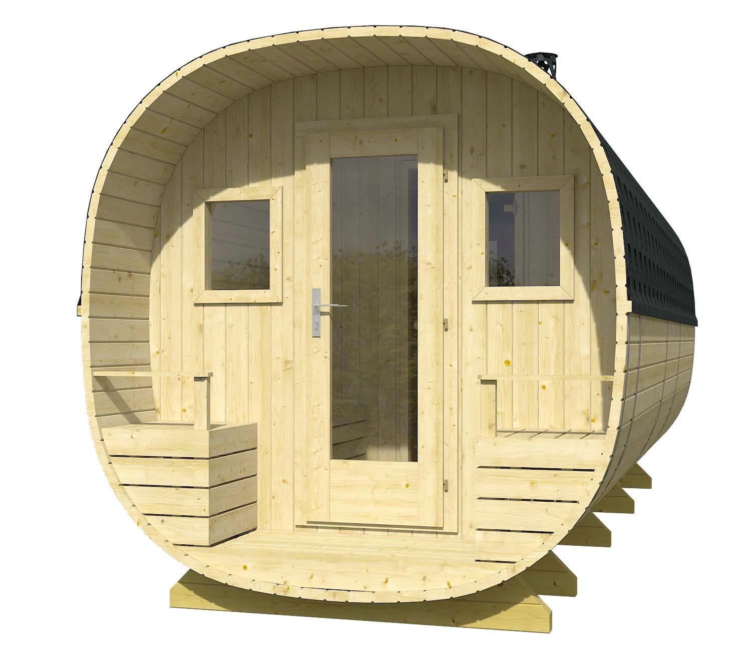 RUKA Barrel Sauna | 2.4x5.7m - Sauna Log Cabin - Timber Building Specialists