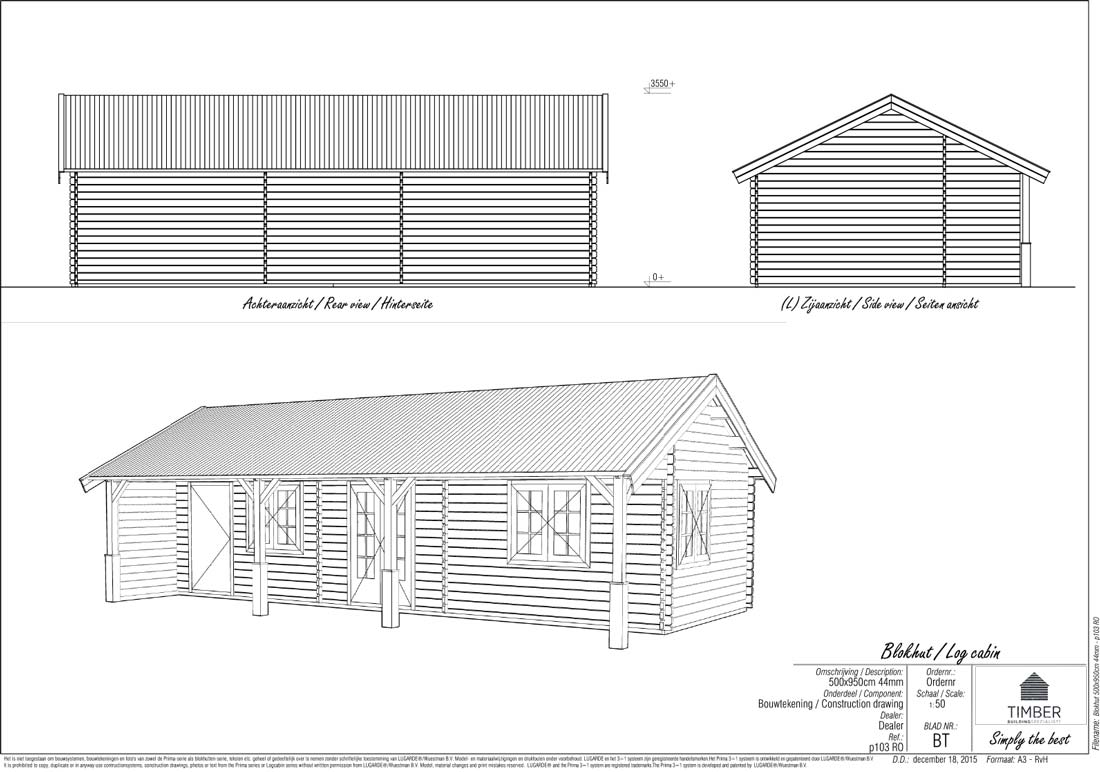 Vicenza Log Cabin | 9.5x5.0m - Timber Building Specialists