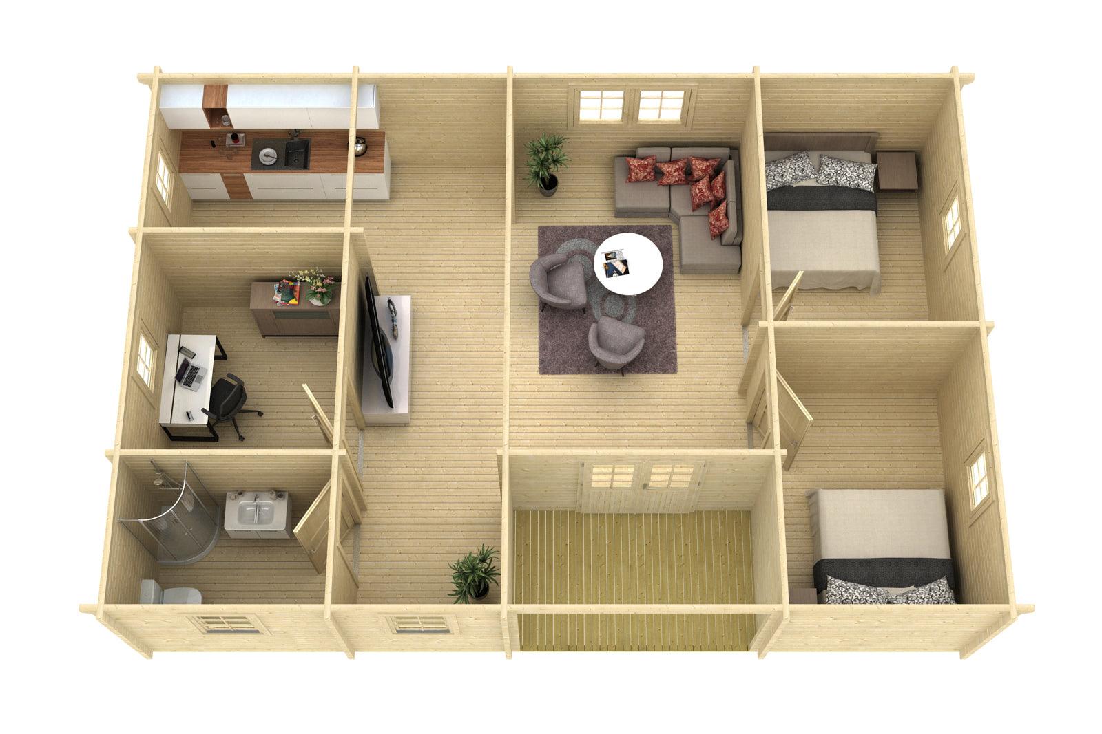 URSULA Log Cabin | 10.2x7.0m - Timber Building Specialists