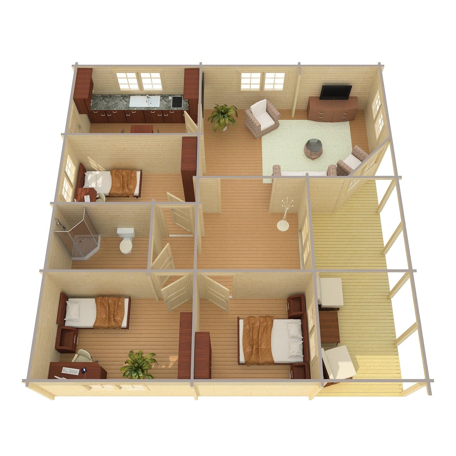 VIGO Log Cabin | 9.9x9.7m - Timber Building Specialists