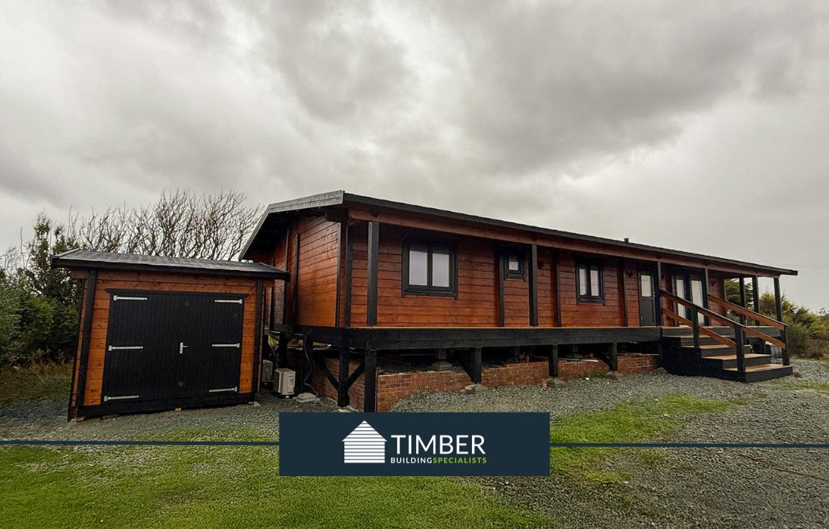 TBS187 Anglesey Log Cabin Lodge w Garage - 16.0x6.8m