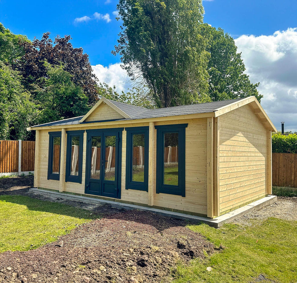 Customer Case Study: 7m x 4m Bespoke Clockhouse Log Cabin in Leigh - Timber Building Specialists