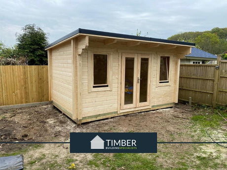 Completed 5m x 3m log cabin by Timber Building Specialists