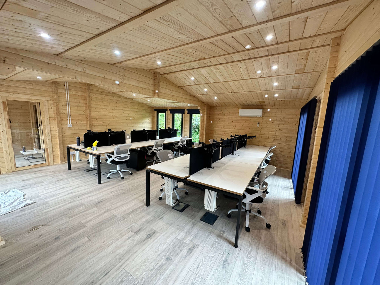 log cabin interior office