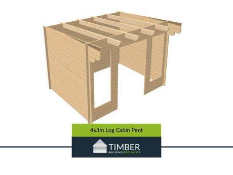 4x3m Pent Log Cabin 34mm - Managers Special