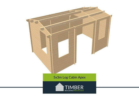 5x3m Apex Log Cabin 34mm - Managers Special