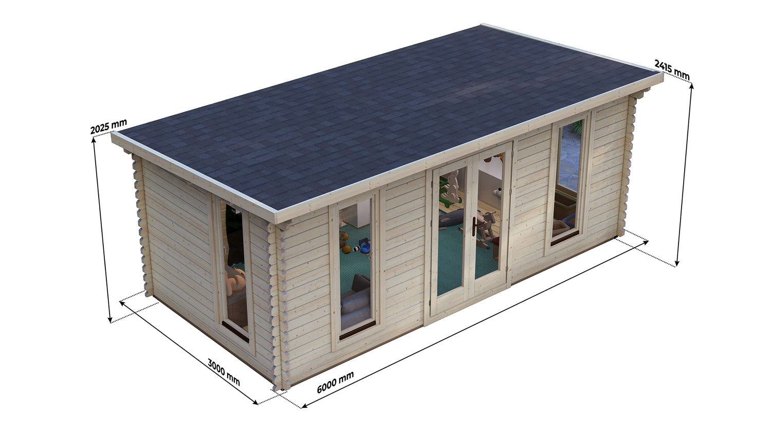 Ash Log Cabin | 6.0 x 3.0m