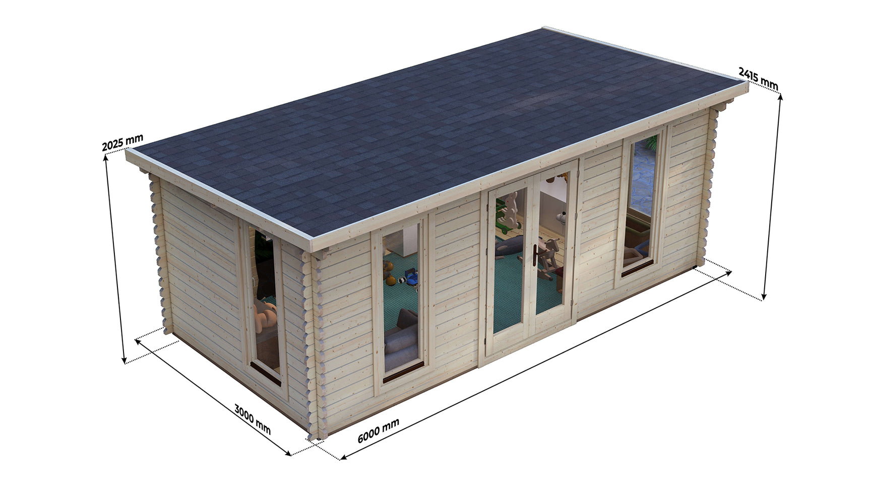 Ash Log Cabin | 6.0 x 3.0m