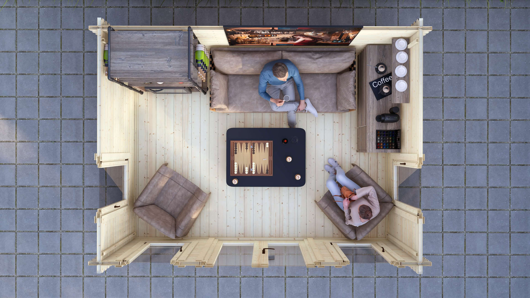 Mini Birch Log Cabin | 4.0 x 3.0m