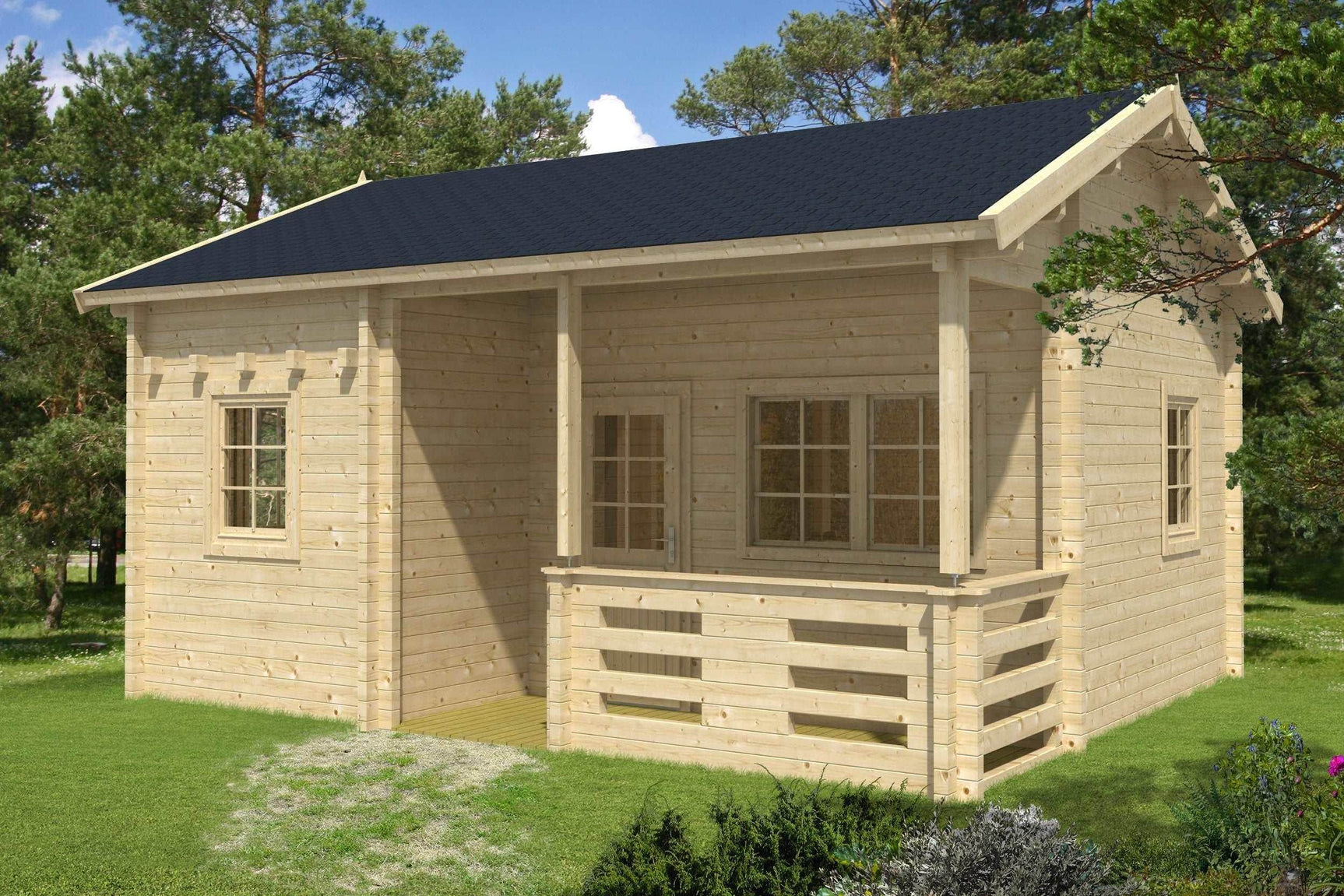 FALUN B Log Cabin + Sleeping Loft | 6.0x5.0m - Timber Building Specialists