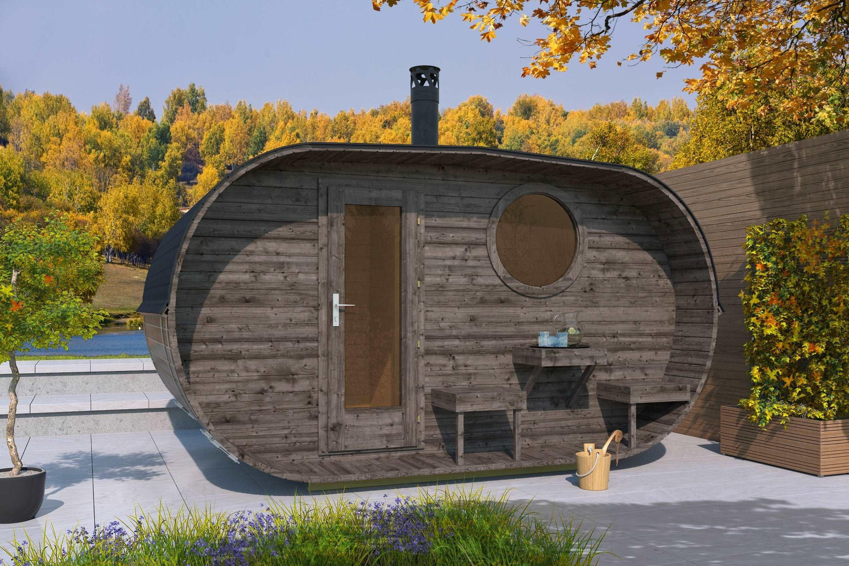 FORSSA Oval Sauna | 4.0x2.4m - Timber Building Specialists