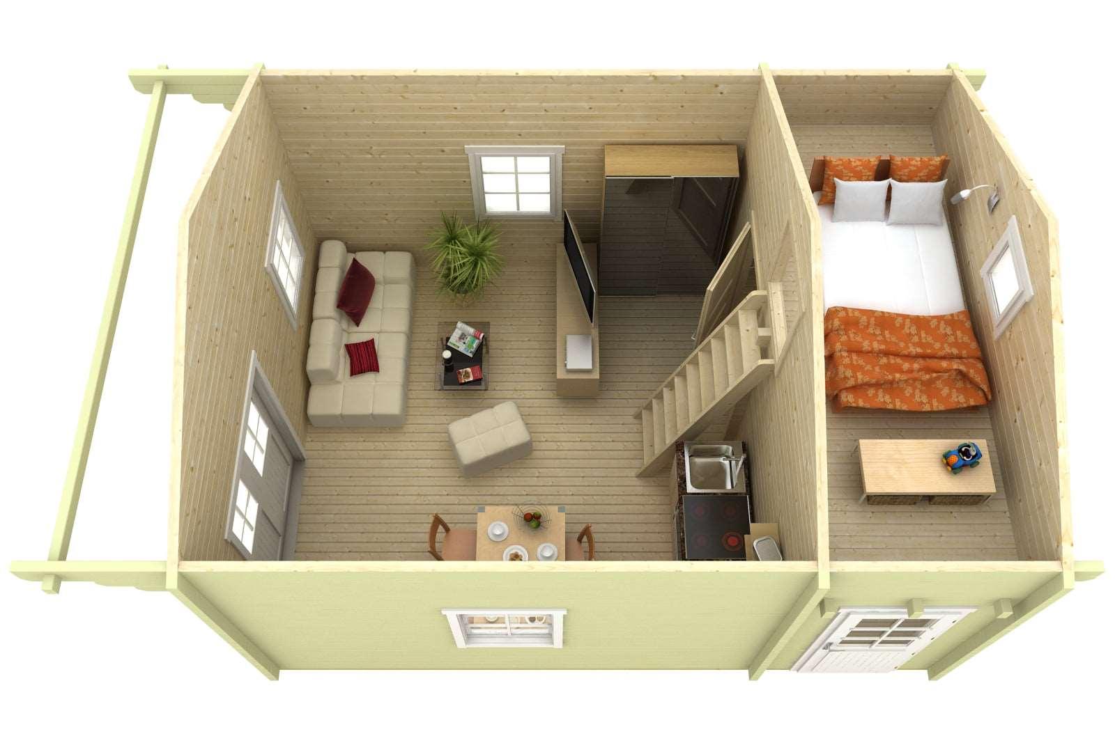 GOTLAND C + Sleeping Loft | 4.4x6.0m - Timber Building Specialists