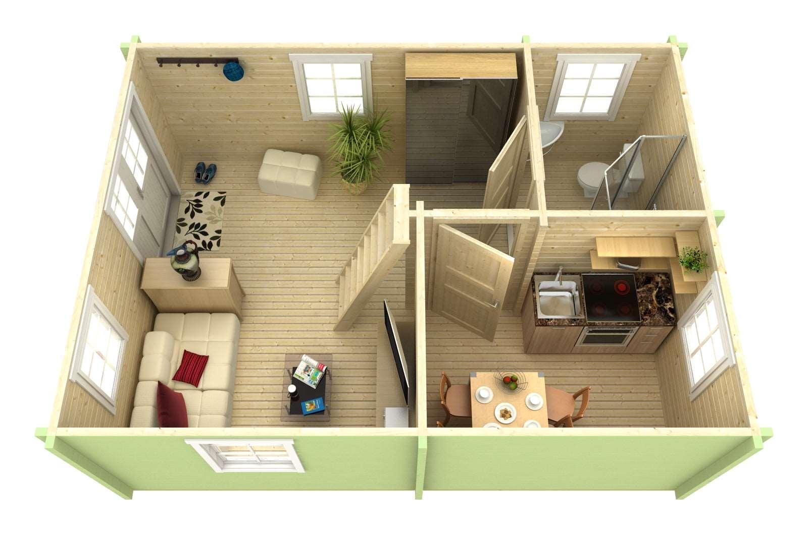 GOTLAND F + Sleeping Loft | 4.4x6.0m - Timber Building Specialists
