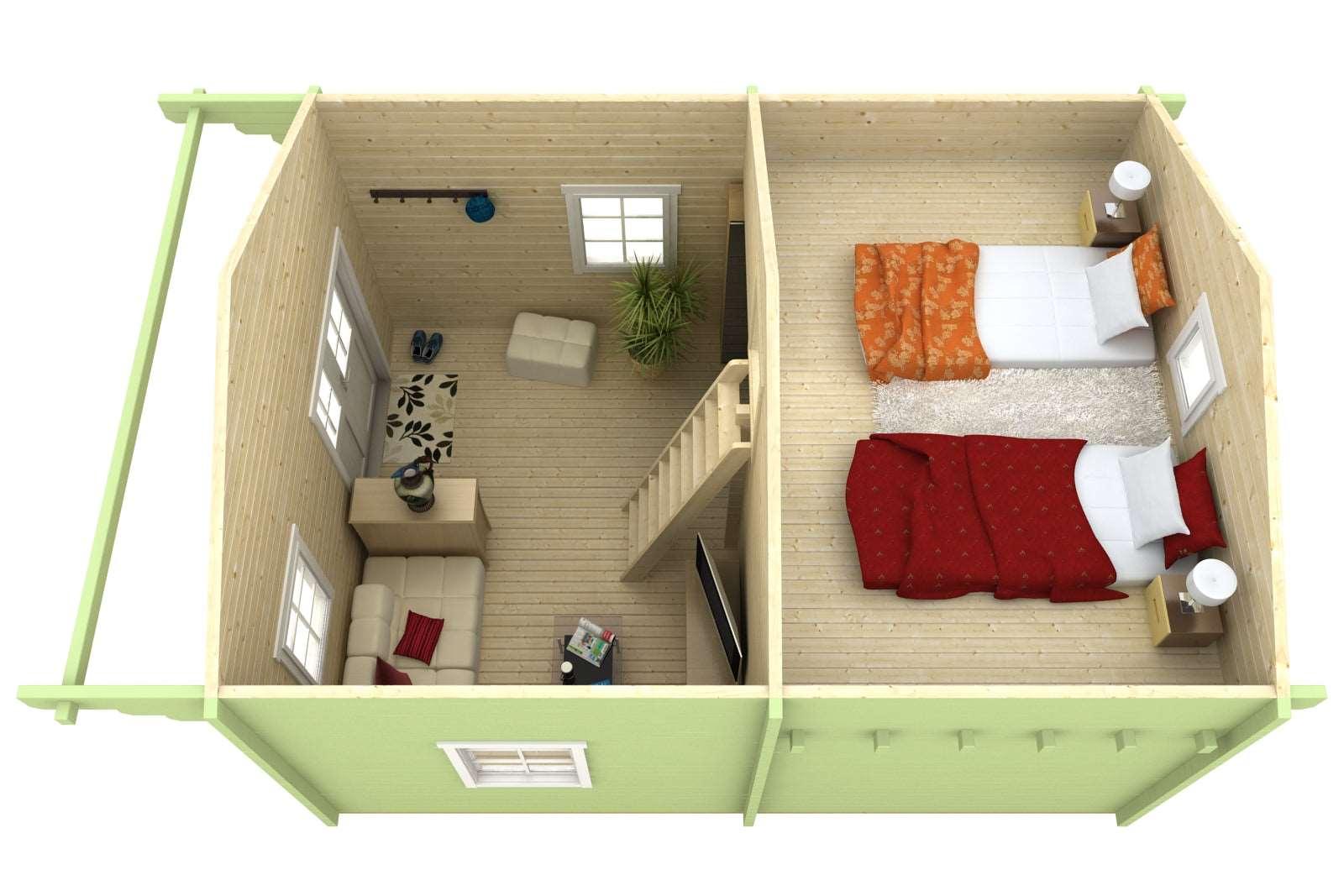 GOTLAND F + Sleeping Loft | 4.4x6.0m - Timber Building Specialists