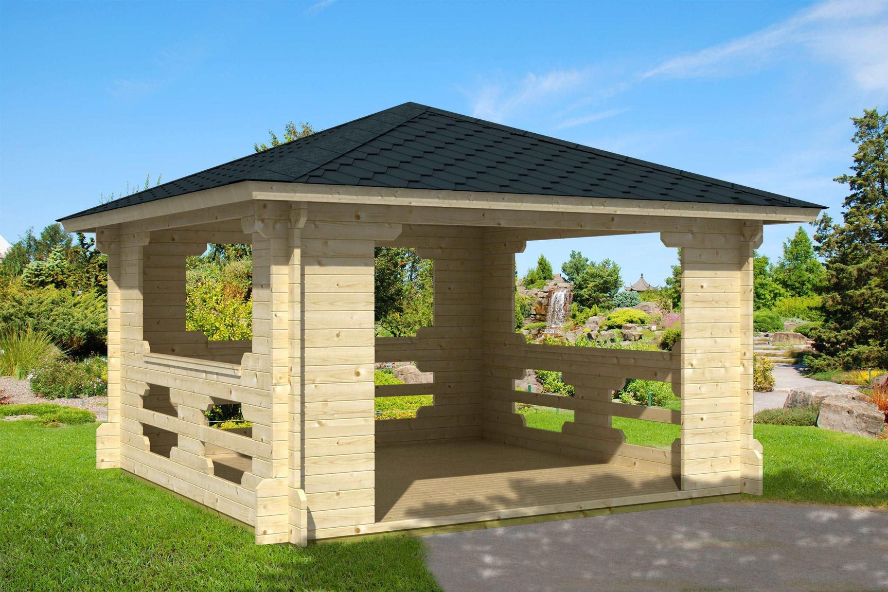 IBIZA Log Cabin Gazebo | 4.0x4.0m - Timber Building Specialists