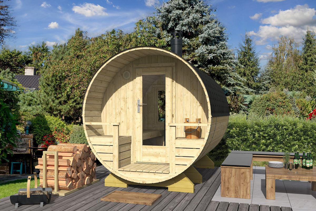 KERAVA Barrel Sauna | 2.1x2.7m - Timber Building Specialists