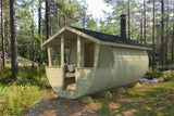 LAHTI Barrel Sauna + Roof | 4.0x2.0m - Timber Building Specialists