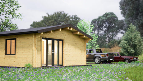 TBS177 Lodge Log Cabin | 15.5x6.3m - Timber Building Specialists