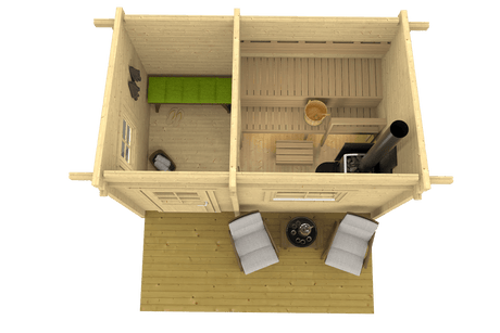 MODERNI PIHASAUNA 12 3.8x2.4m Sauna Log Cabin Plan