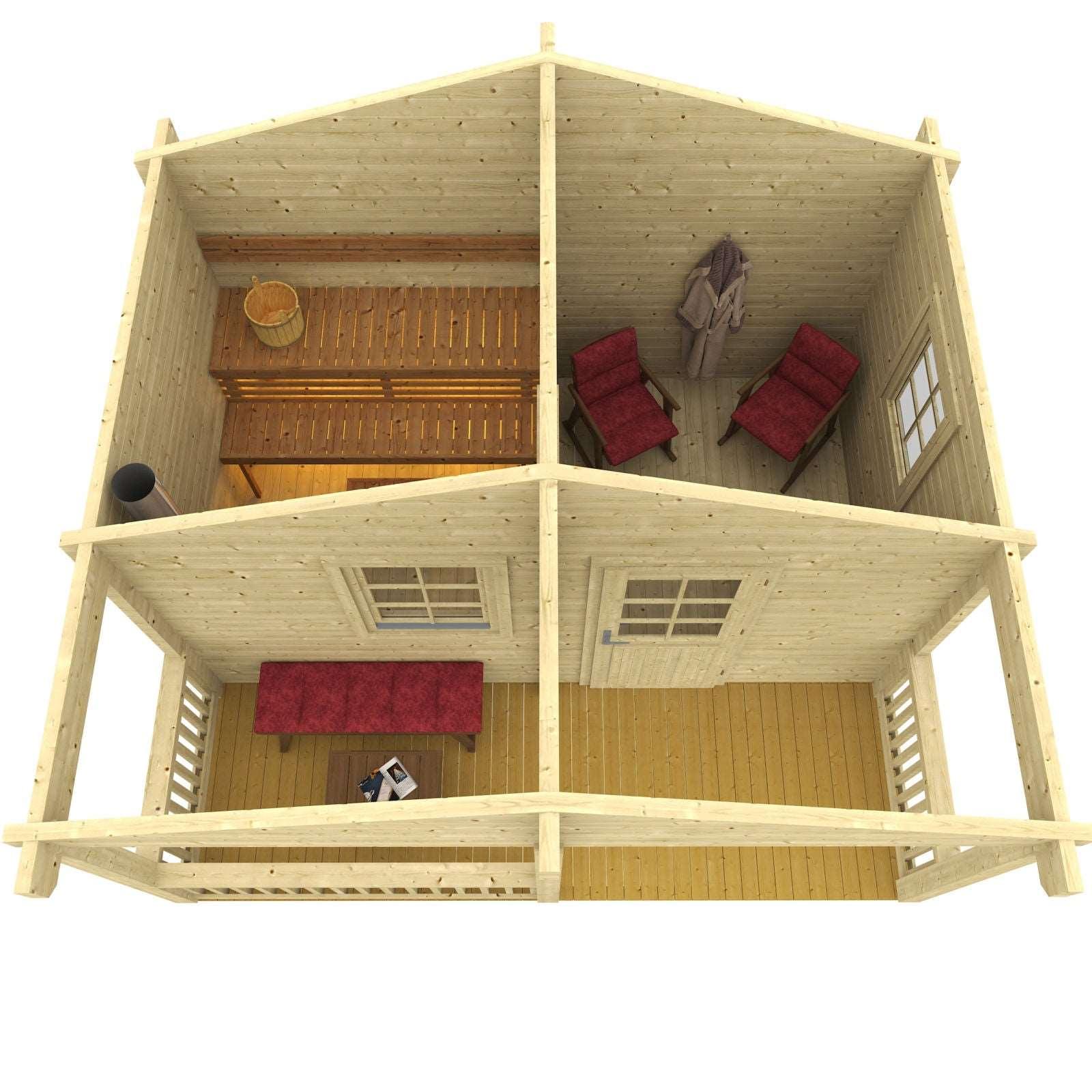 KALEVI Sauna Log Cabin | 3.8x4.4m - Timber Building Specialists