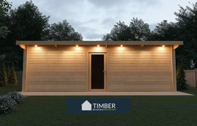 St Andrews Golf Simulator Log Cabin | 14.0x5.8m - Golf Sim Room - Timber Building Specialists