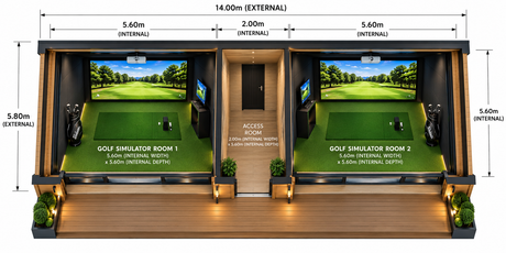 St Andrews Twin Golf Simulator Log Cabin | 14.0x5.8m