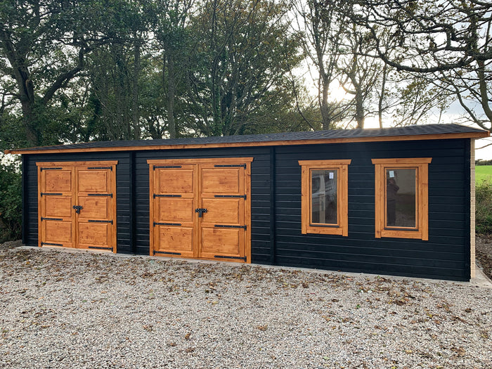 log cabin double garage