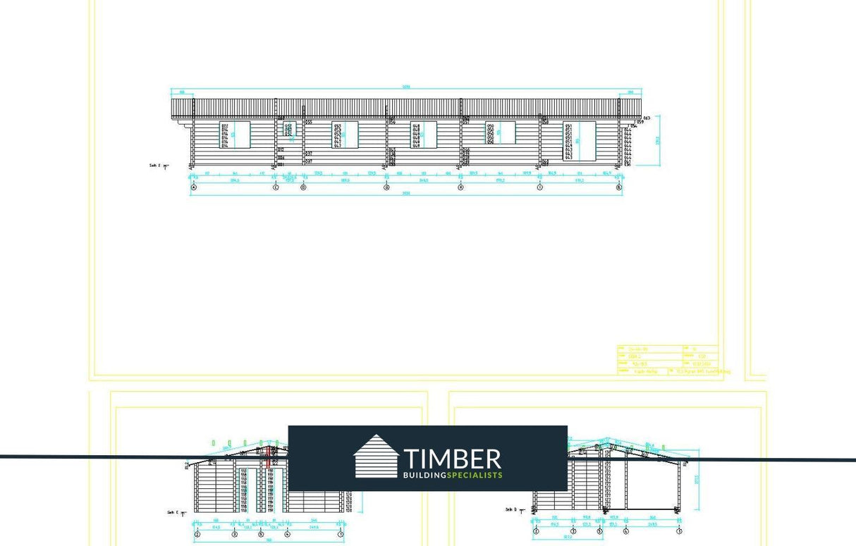 TBS171 Log Cabin (4 Bed Lodge) | 20x6.8m - Timber Building Specialists