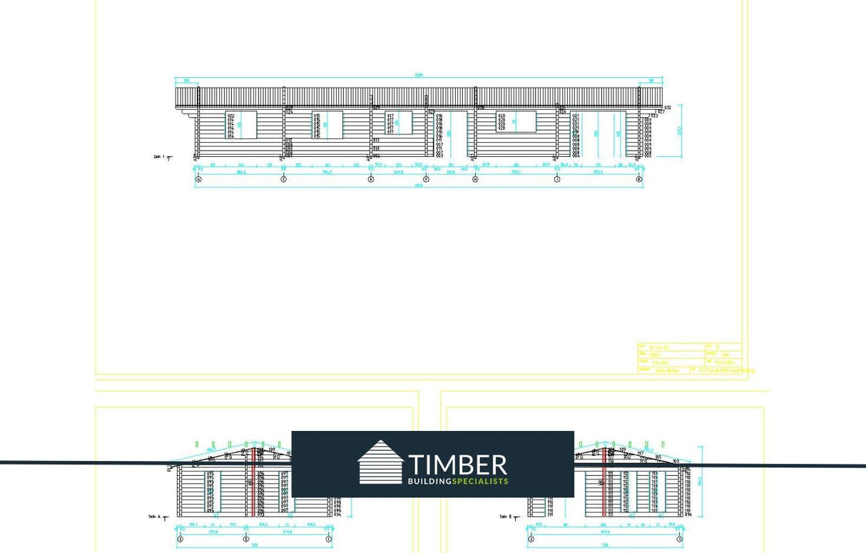 TBS171 Log Cabin (4 Bed Lodge) | 20x6.8m - Timber Building Specialists