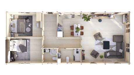 Wye 2 Bed Lodge | 16x6.8m