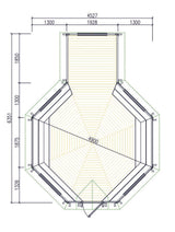 Premium BBQ Hut 16.5 m2 + 1.8m Extension Plan Scale