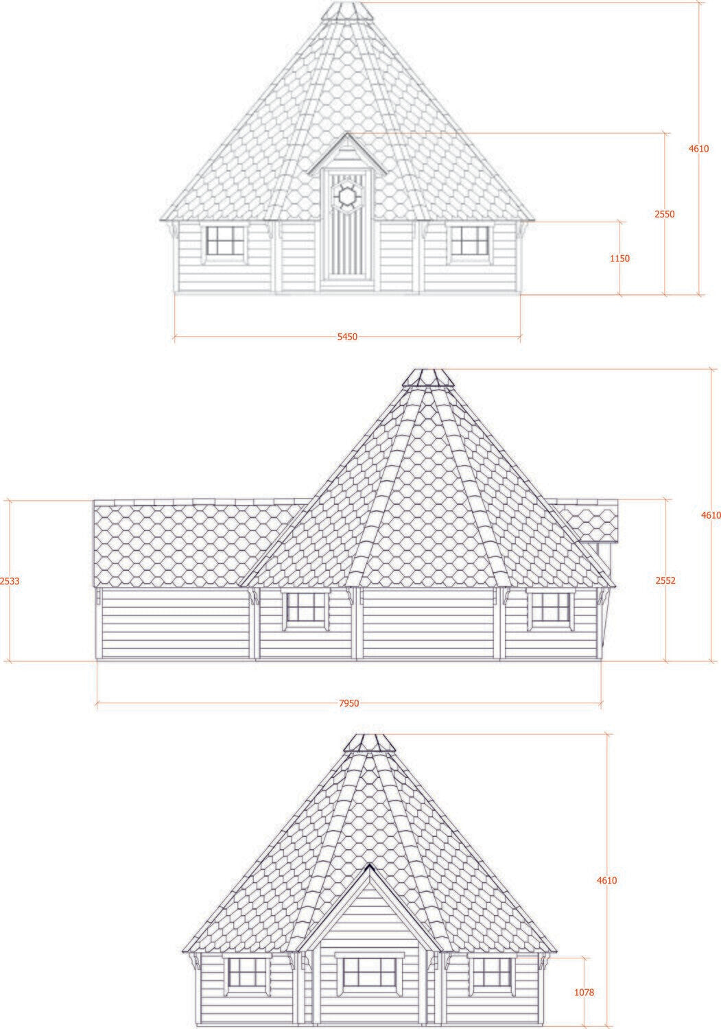 Premium BBQ Hut 25.0 m2 + 2.5m Extension Plan