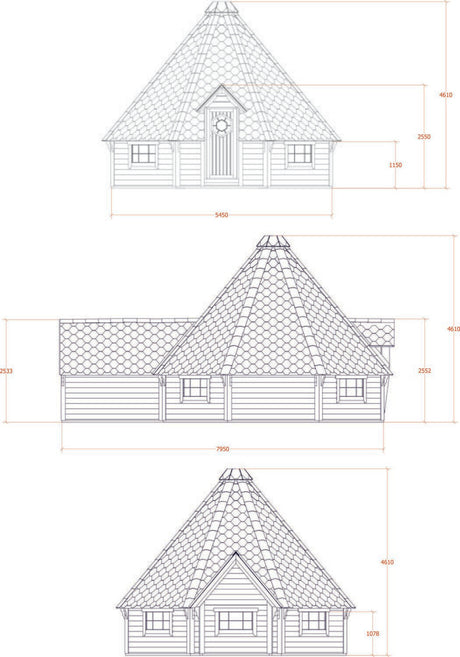 Premium BBQ Hut 25.0 m2 + 2.5m Extension Plan