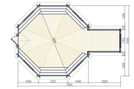 Premium BBQ Hut 25.0 m2 + 2.5m Extension Plan