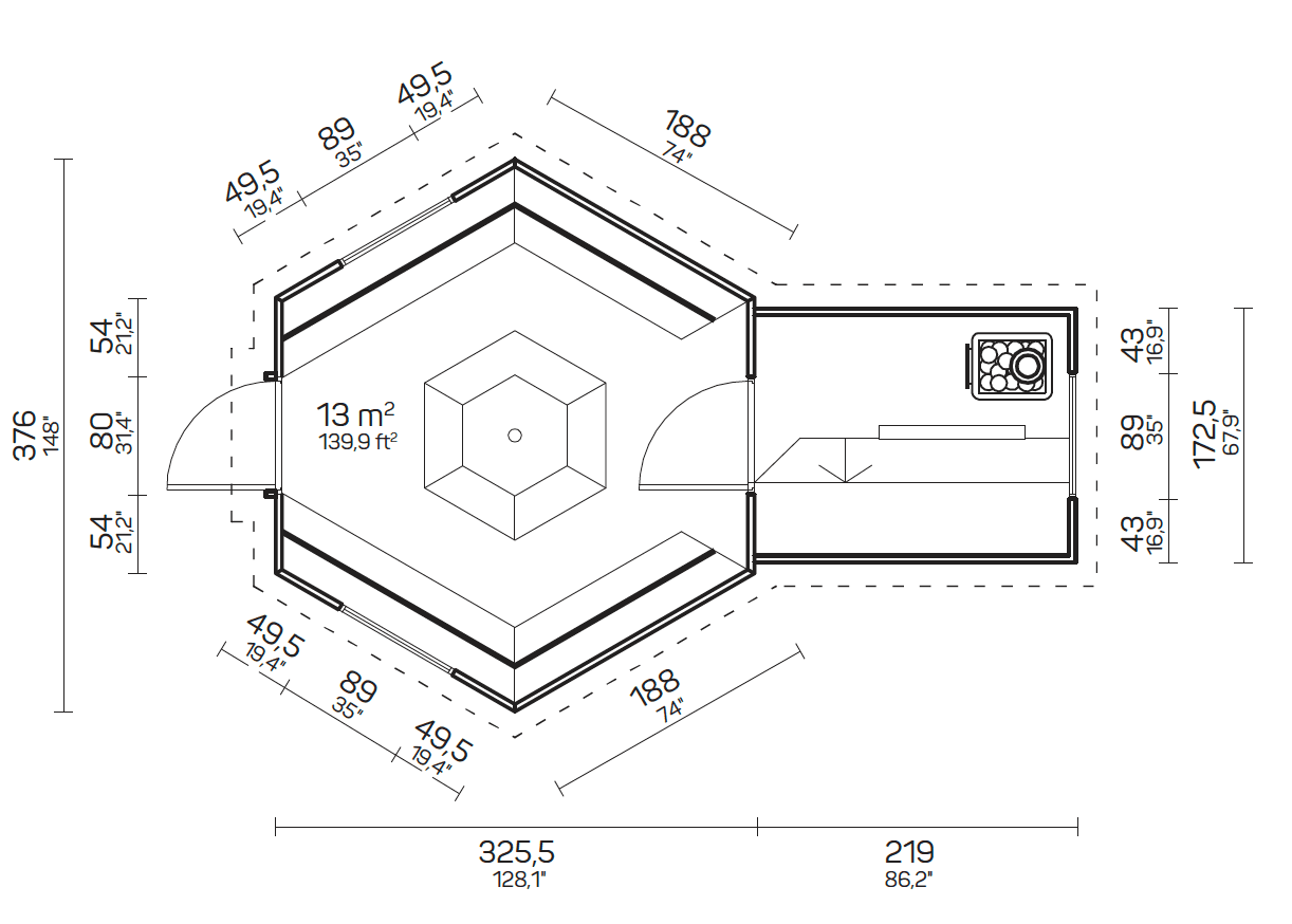 FILIP BBQ Grill Cabin + Sauna | 13m2 - Sauna Log Cabin - Timber Building Specialists