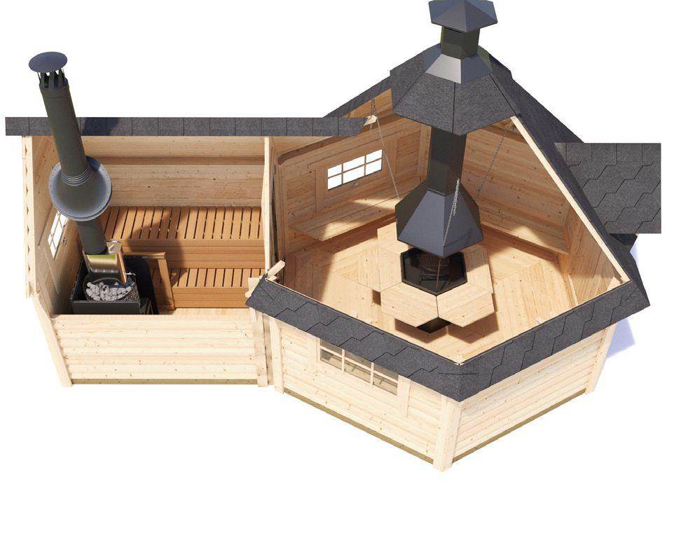 FILIP BBQ Grill Cabin + Sauna | 13m2 - Sauna Log Cabin - Timber Building Specialists
