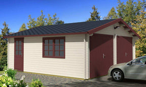 GARAGE-D Log Cabin Garage | 6.0x5.3m - Garage Log Cabin - Timber Building Specialists