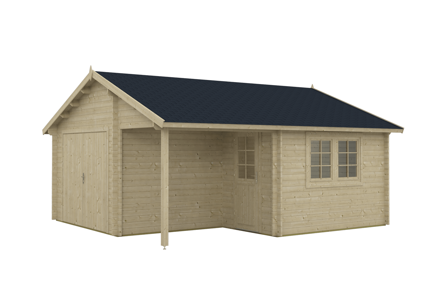 OULU Log Cabin Garage | 5.2x5.7m - Timber Building Specialists